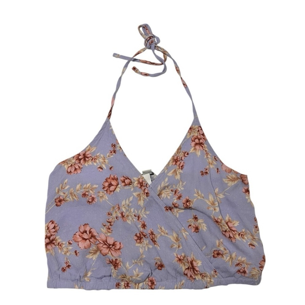 NWT American Eagle Purple Floral Cropped Tie Tank Size M